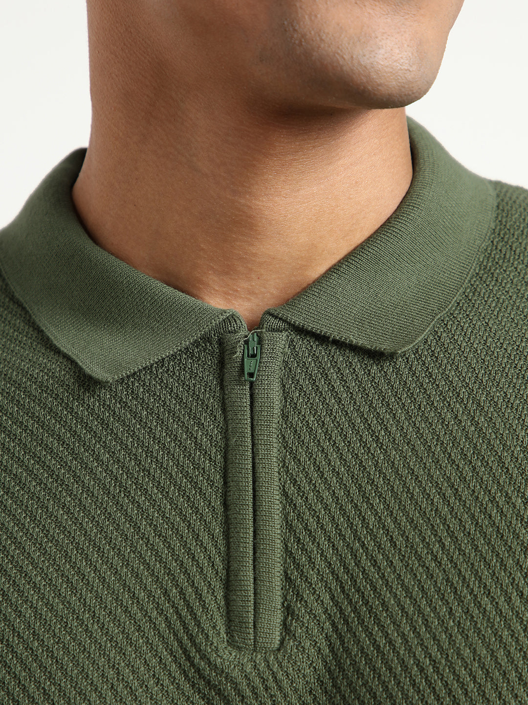 Cascade Zip Textured Polo T-Shirt