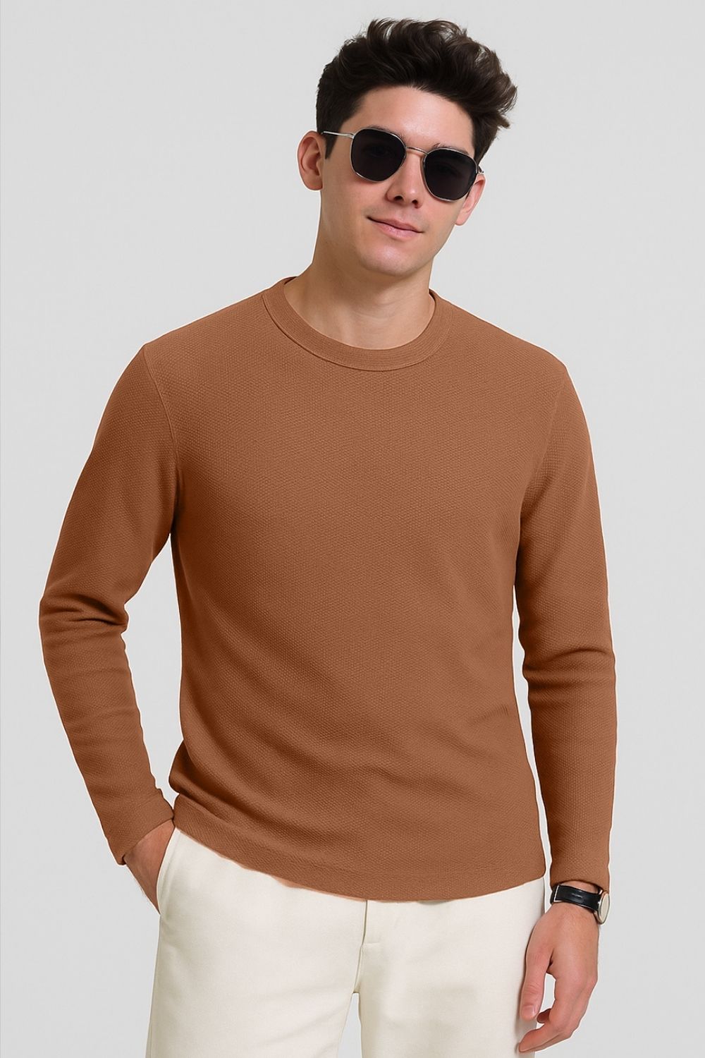 Popcorn Texture Full Sleeve T-Shirt