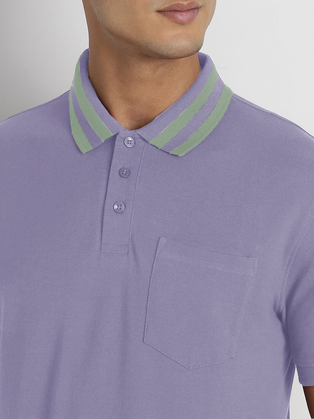 Striped Collar Polo T-Shirt