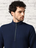 Midnight Blue Chevron  Quilted Zip-Up Sweatshirt