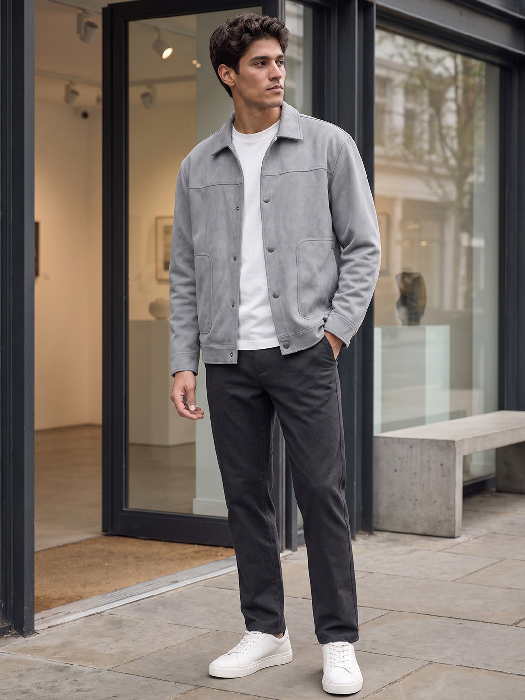 Men’s Regular Fit Knitted Suede Shacket