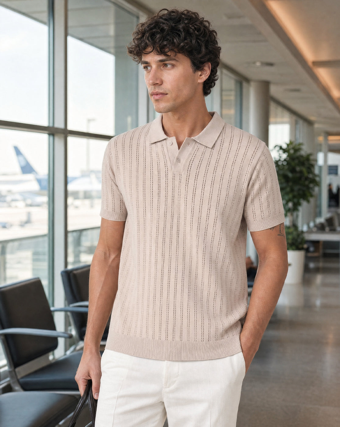 Drop Needle Textured Polo T-Shirt