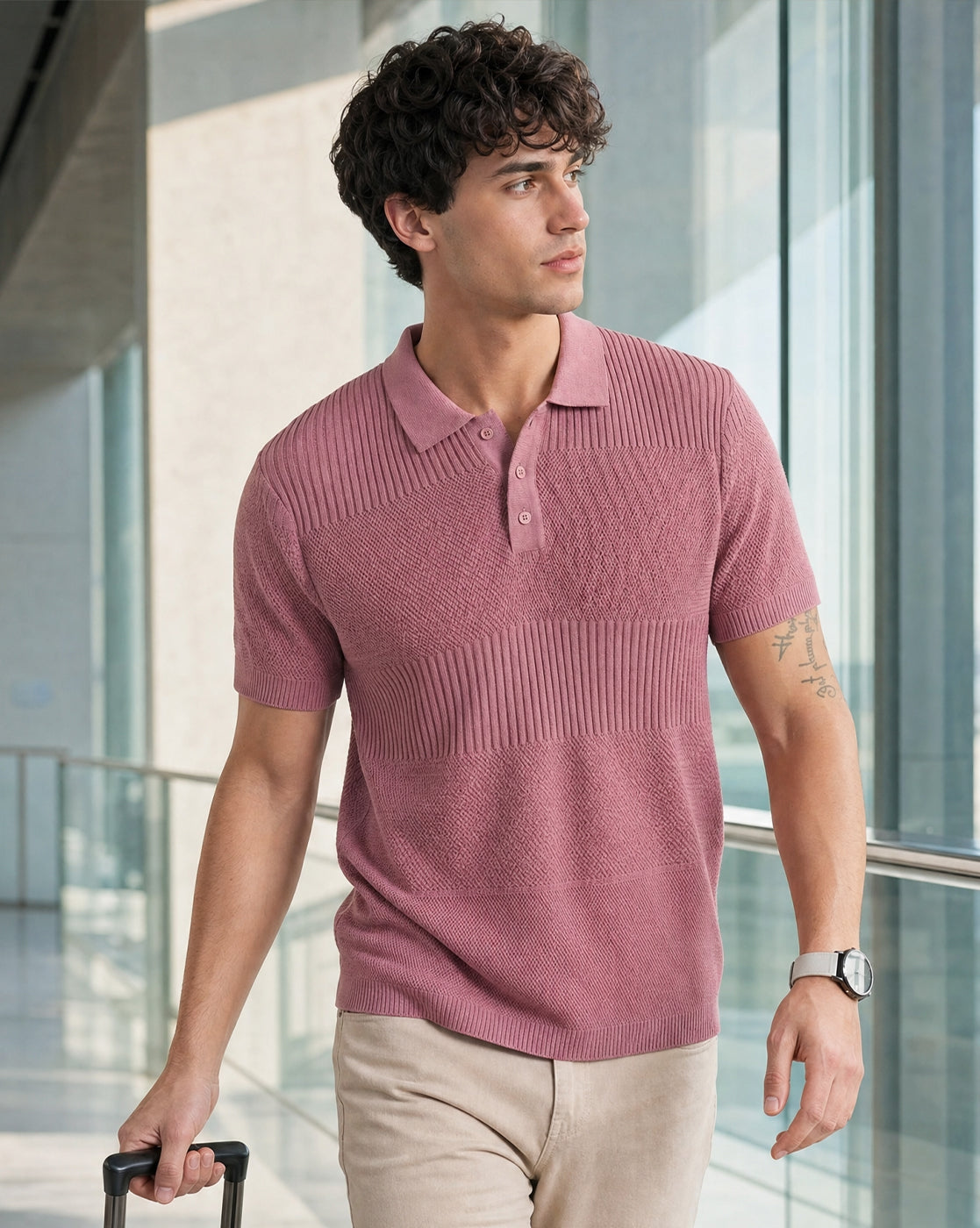 Multi Textured Polo T-Shirt