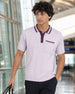Contrast Collar Textured Polo T-Shirt