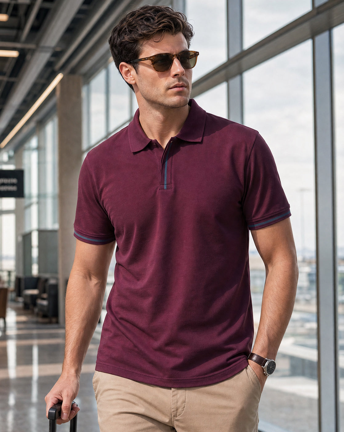 Contrast Tipped Polo T-Shirt