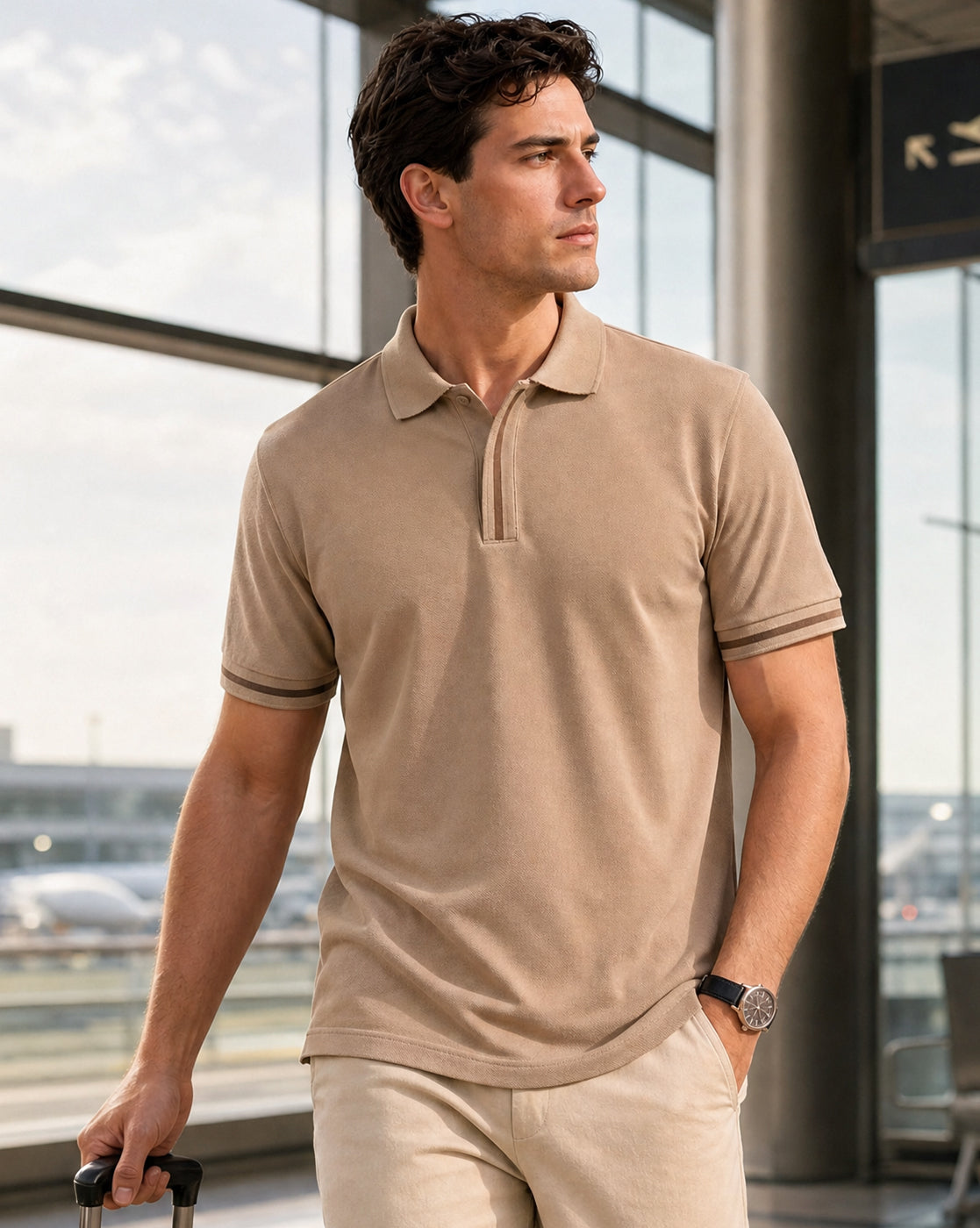 Contrast Tipped Polo T-Shirt