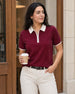 Women’s Contrast Collar Zip-Up Polo T-Shirt