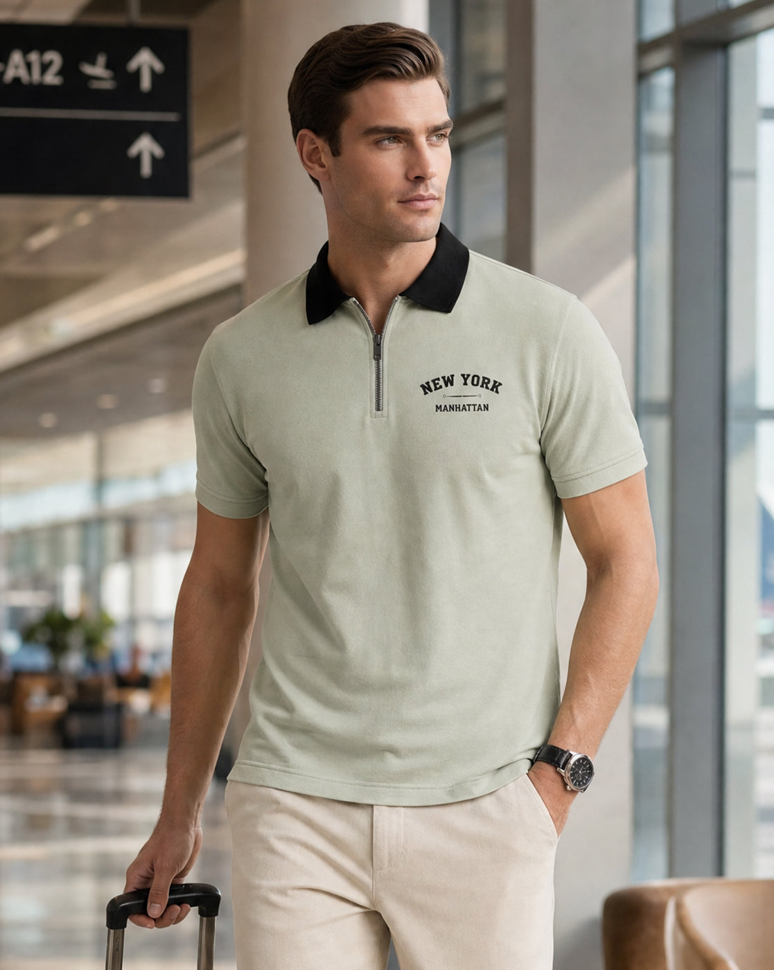 Zip Terry Polo T-Shirt