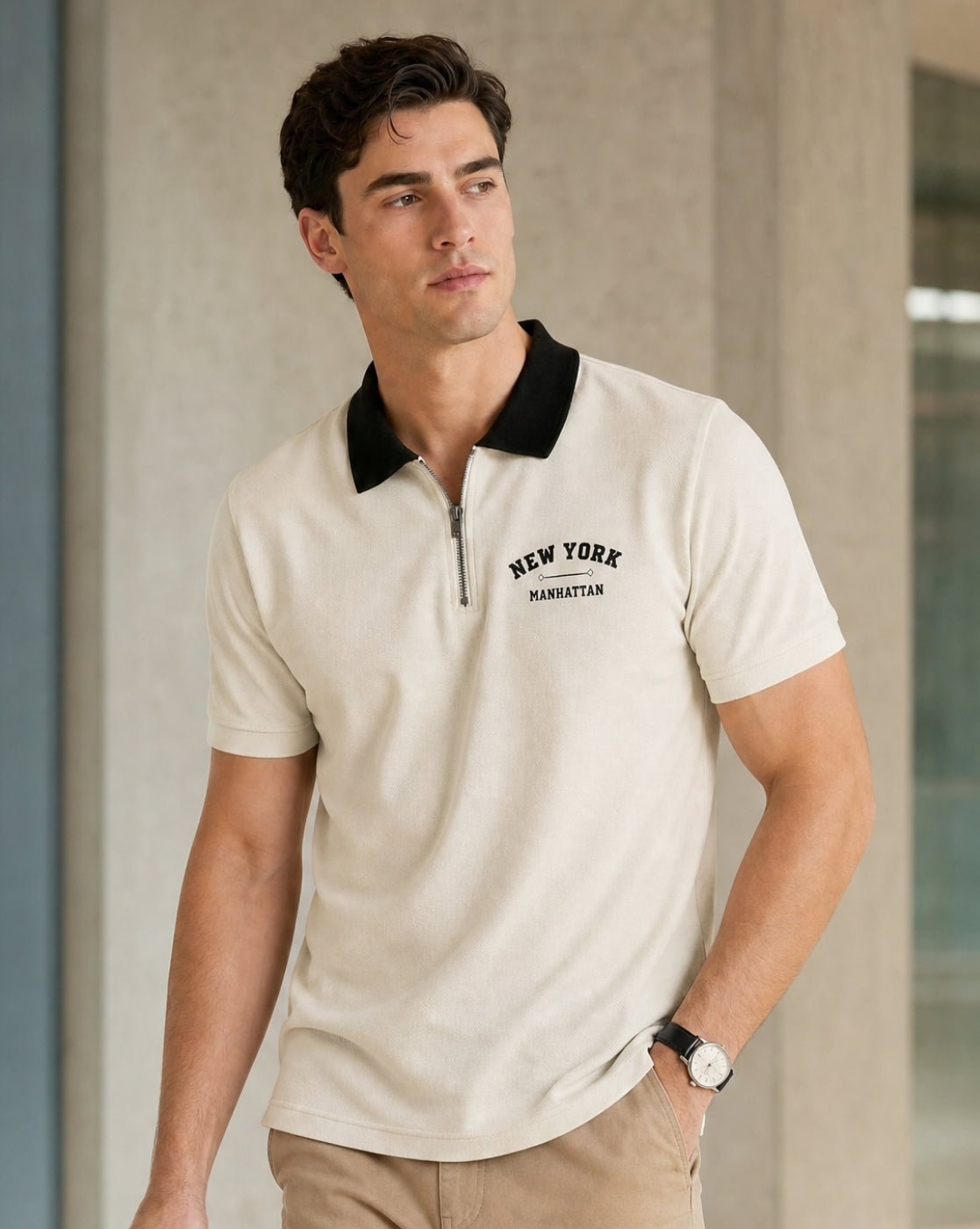 Zip Terry Polo T-Shirt