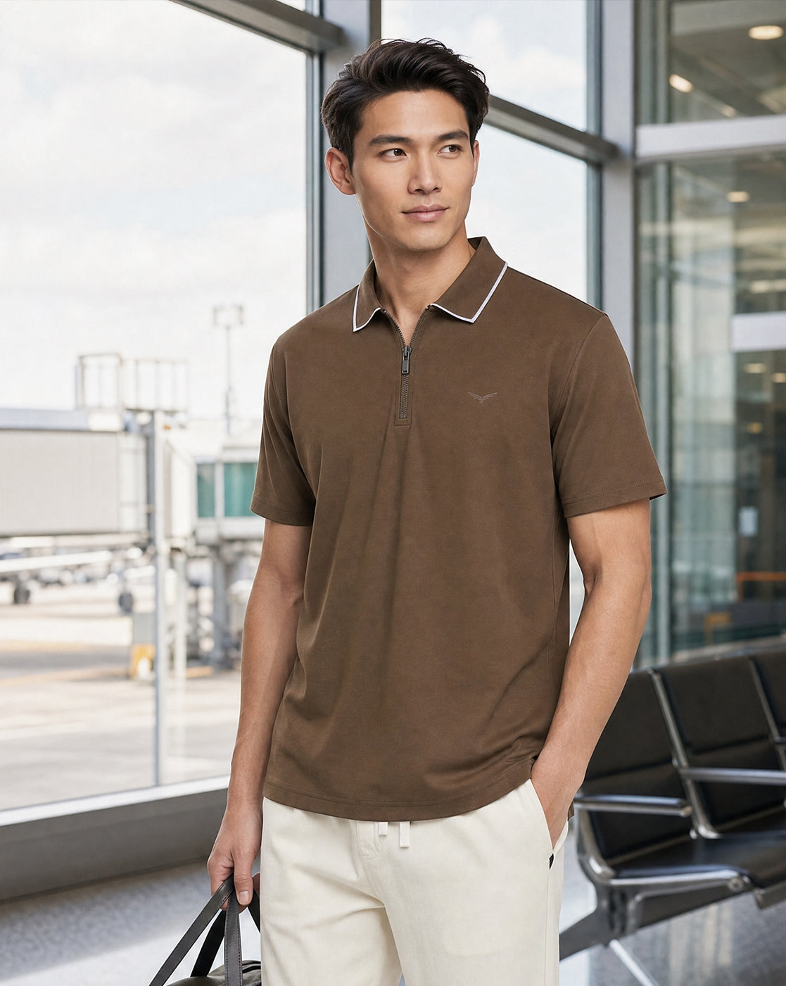 Zip Collar Polo T-Shirt