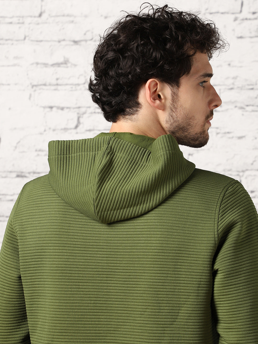 Avocado Striped Quilted Hoodie