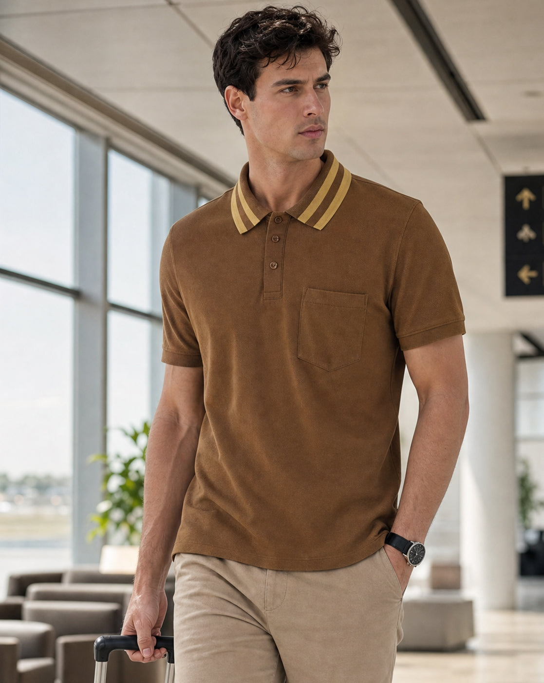 Striped Collar Polo T-Shirt