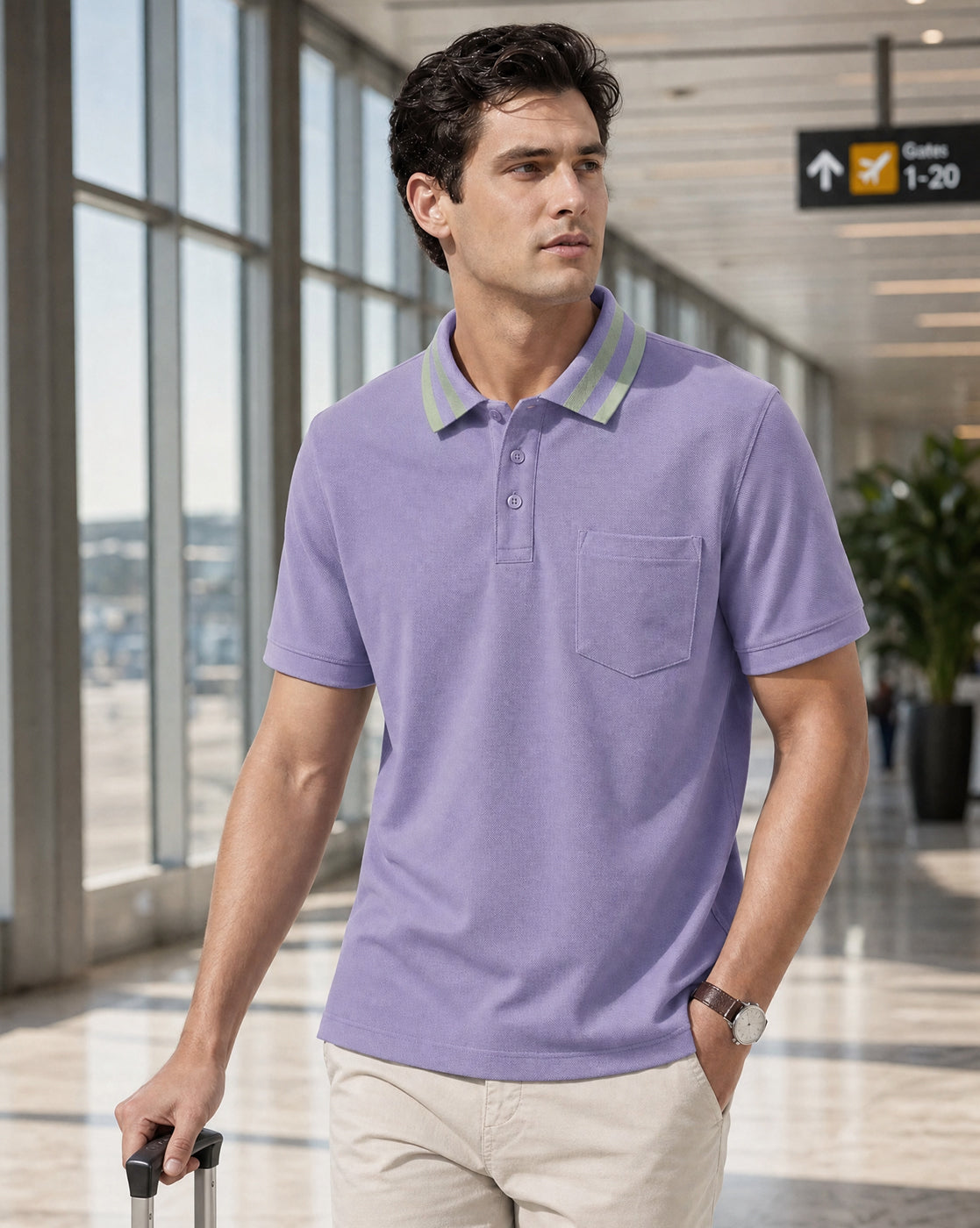 Striped Collar Polo T-Shirt