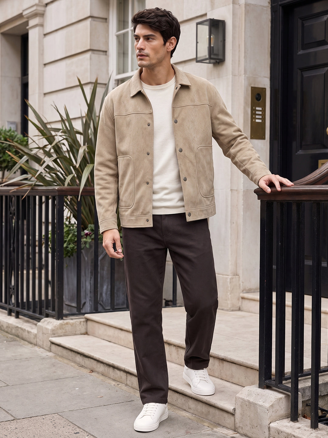 Men’s Regular Fit Knitted Suede Shacket