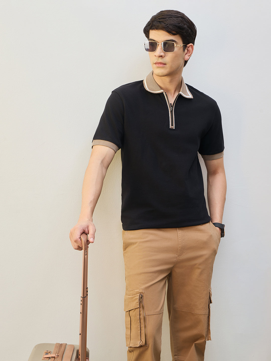 Zipper Collar Polo T-Shirt