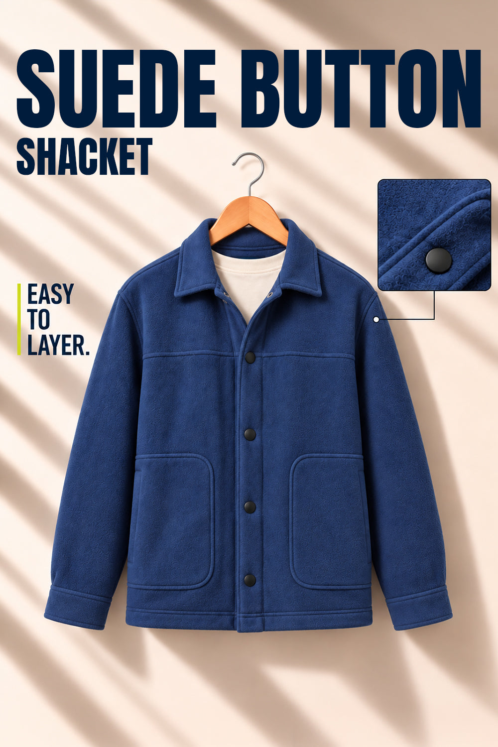 Men’s Regular Fit Knitted Suede Shacket