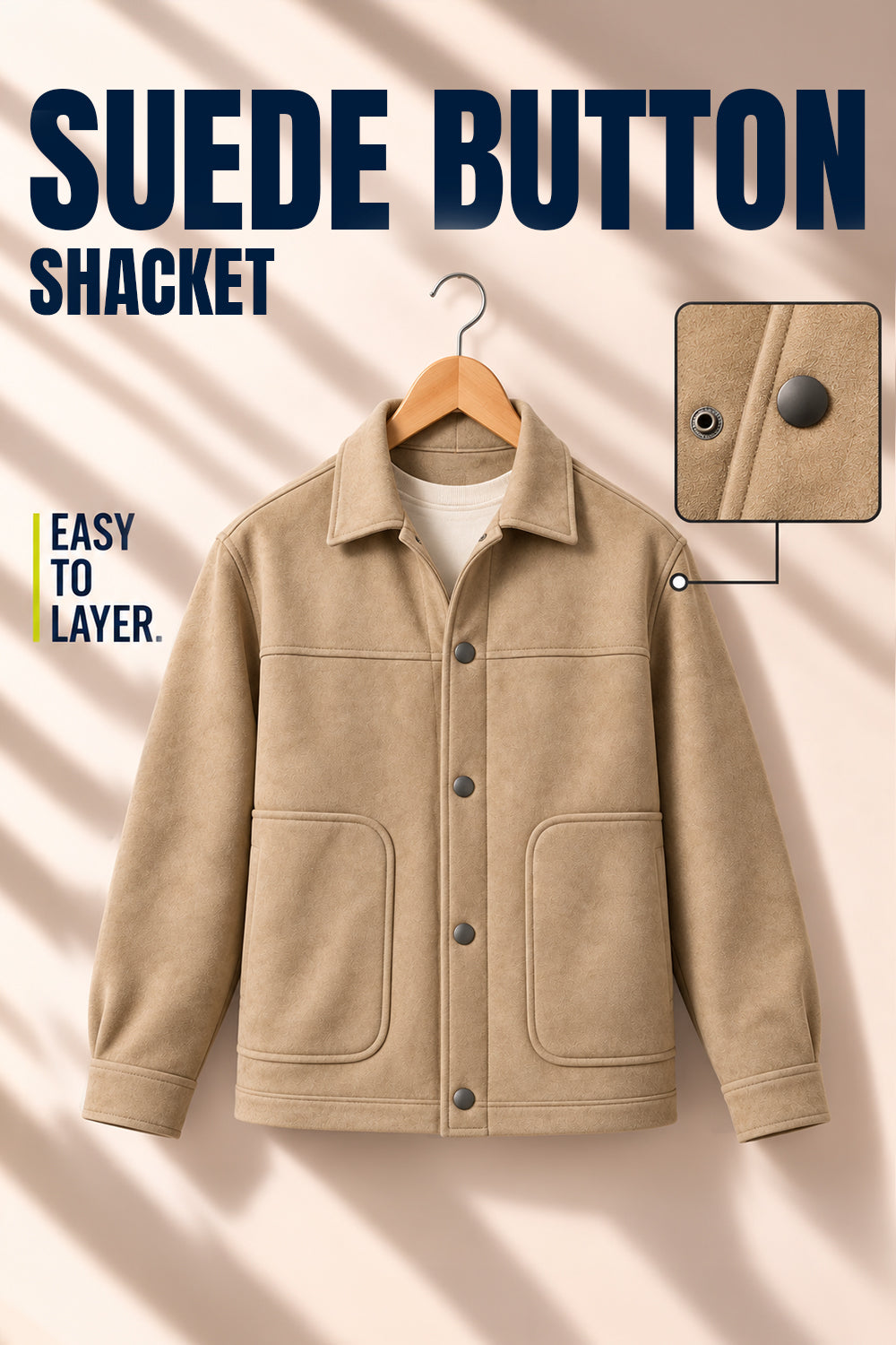 Men’s Regular Fit Knitted Suede Shacket