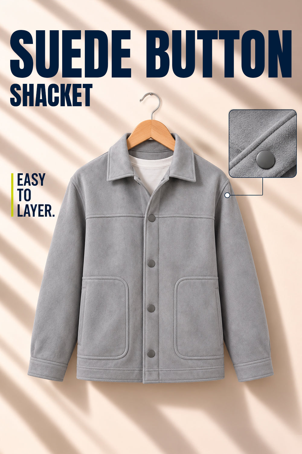Men’s Regular Fit Knitted Suede Shacket
