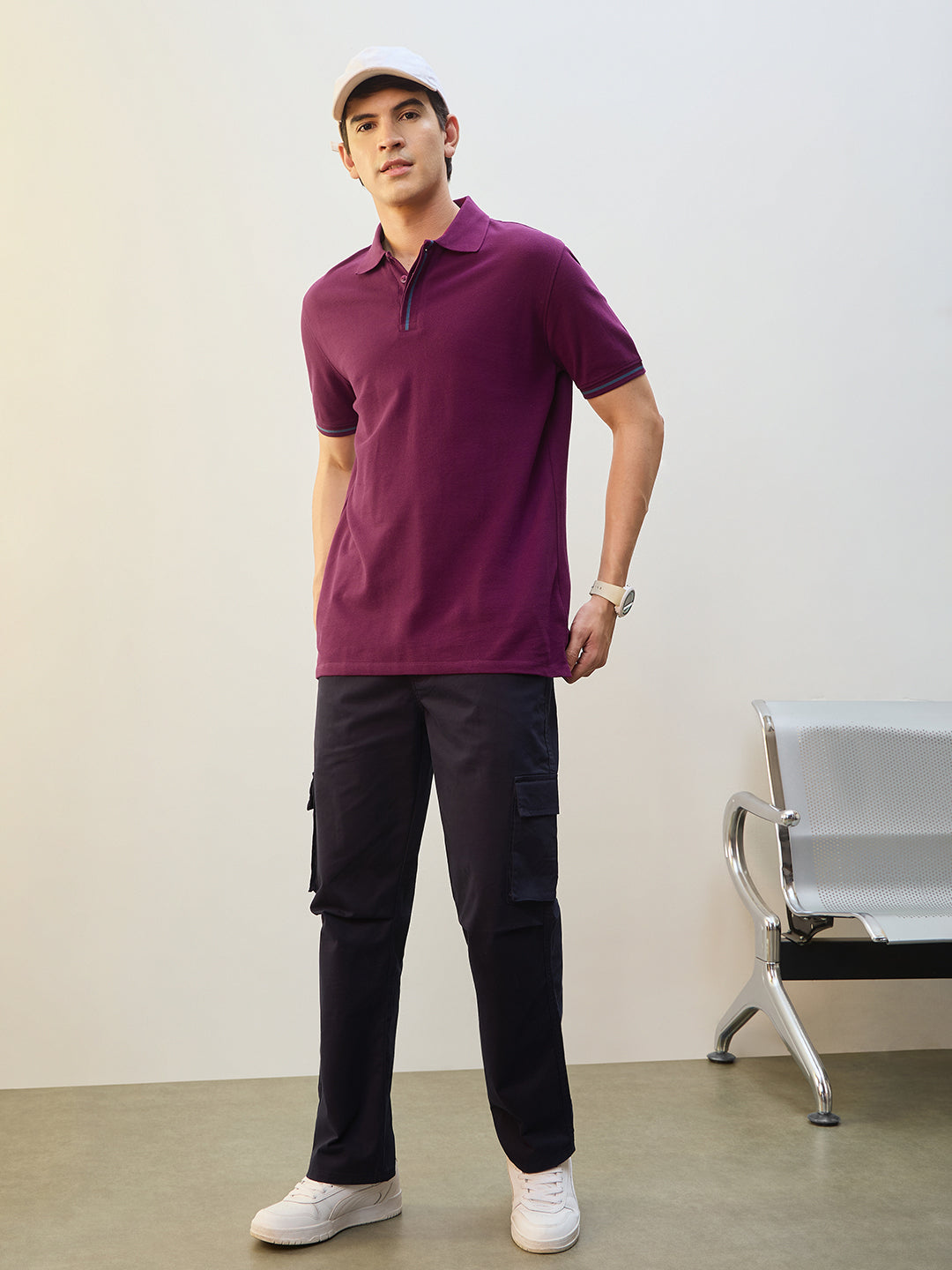 Contrast Tipped Polo T-Shirt