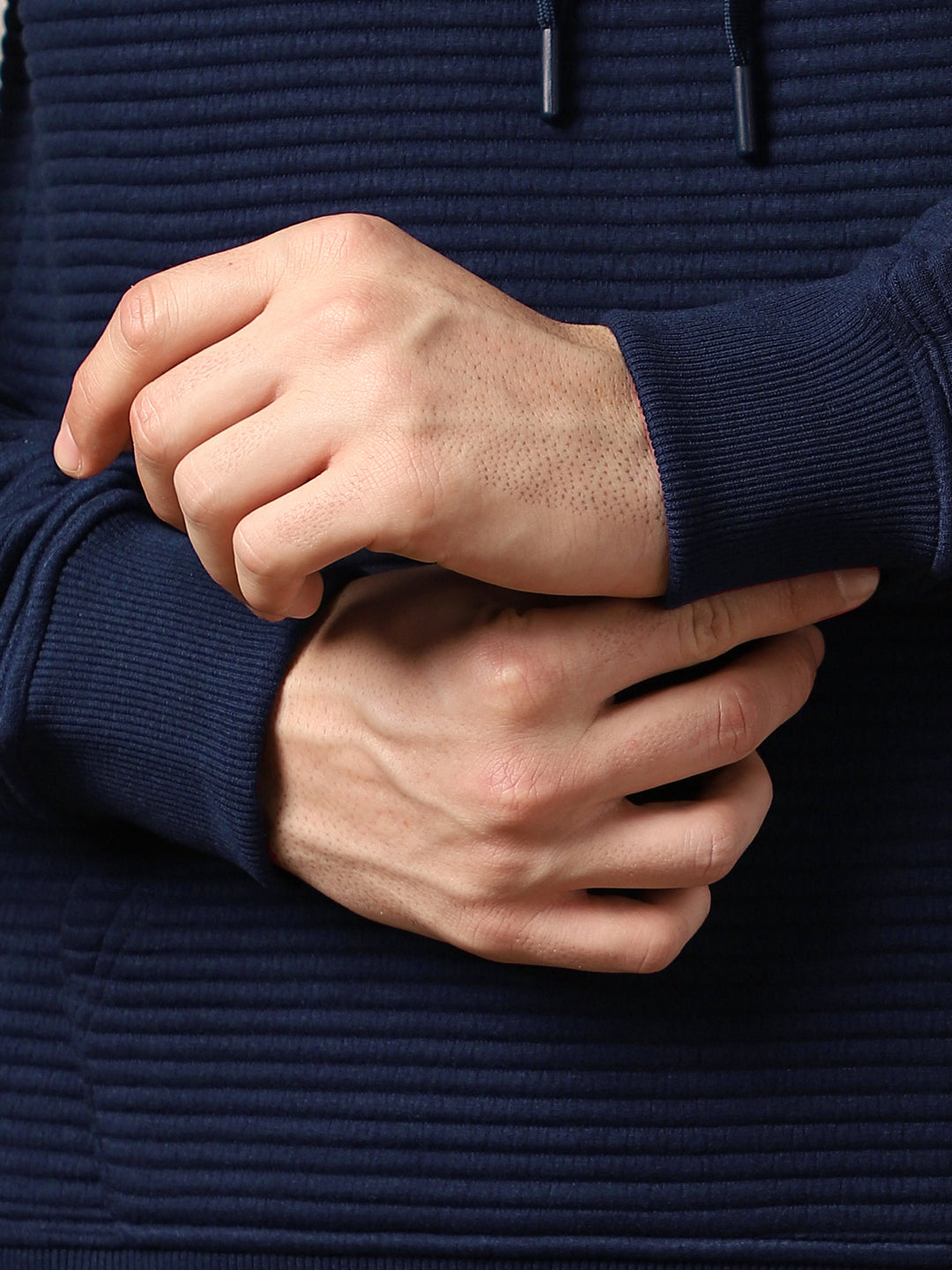 Midnight Blue Striped Quilted Hoodie