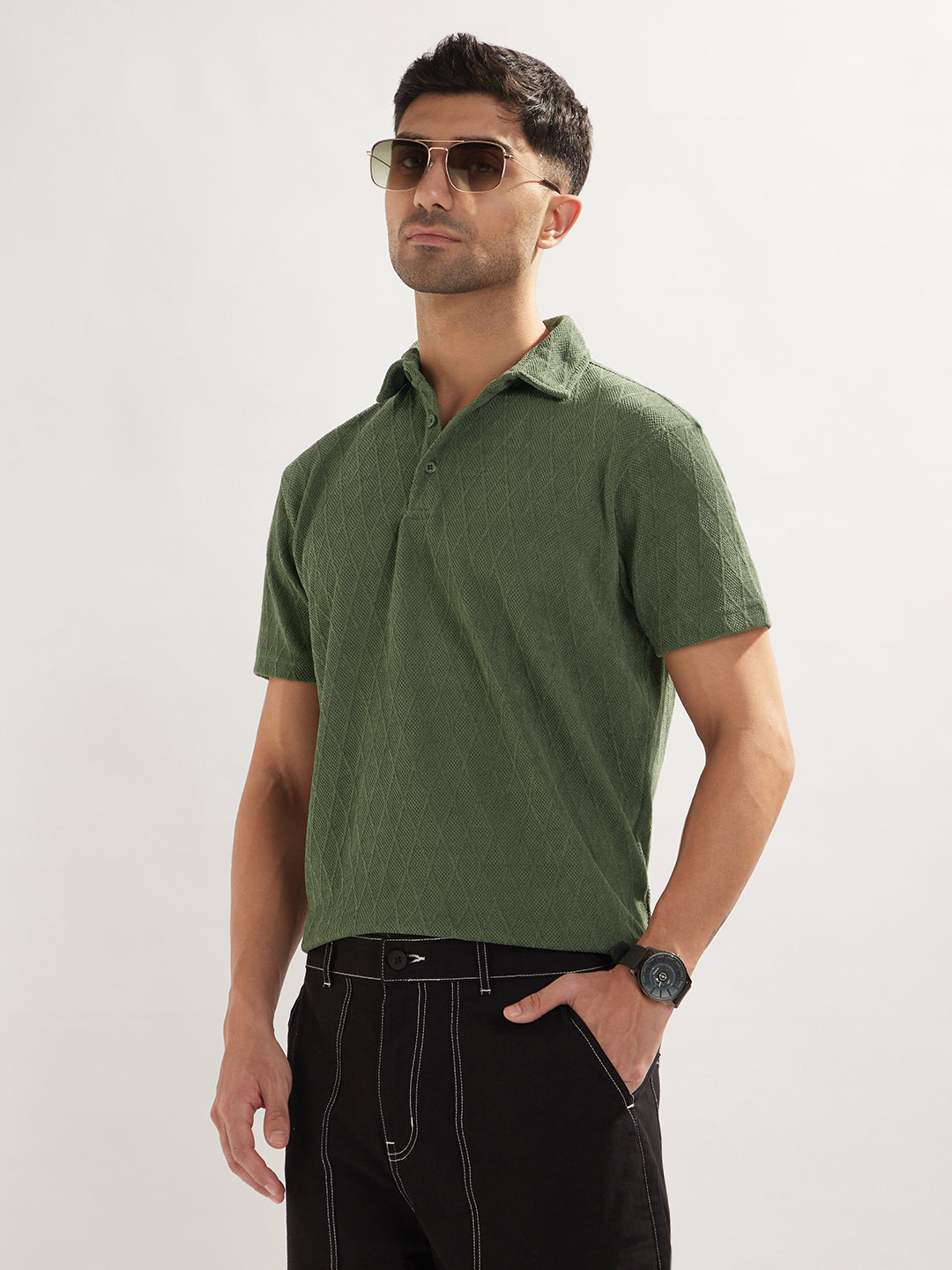 Matrix Poly Textured Polo T-Shirt