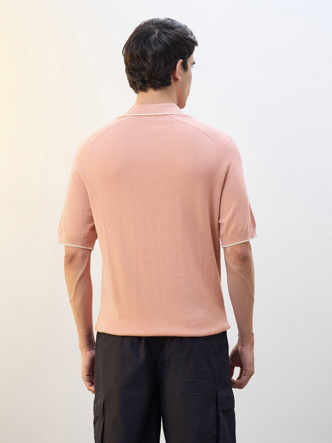 Structured Raglan Knit Polo T-Shirt