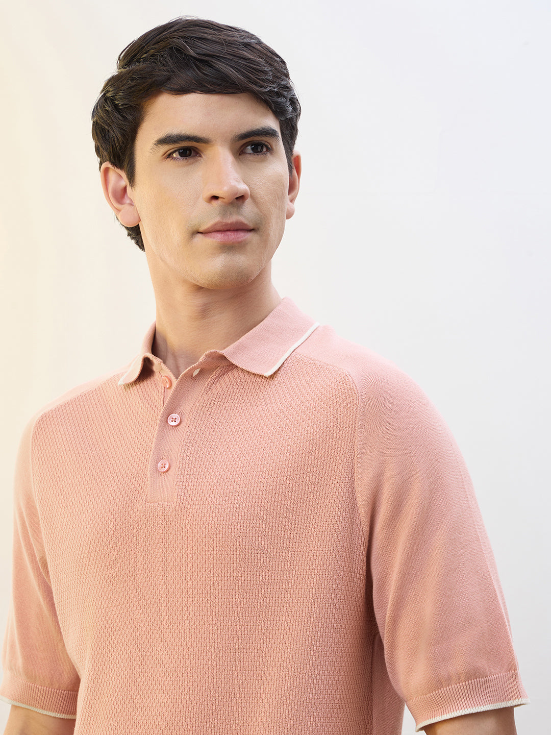 Structured Raglan Knit Polo T-Shirt