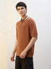 Contrast Collar Zip Polo T-Shirt