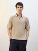 Contrast Collar Zip Polo T-Shirt