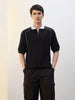 Contrast Collar Zip Polo T-Shirt