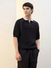 Contrast Collar Zip Polo T-Shirt