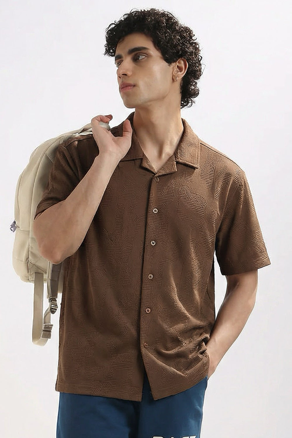 Textured Cuban Collar Shirt
