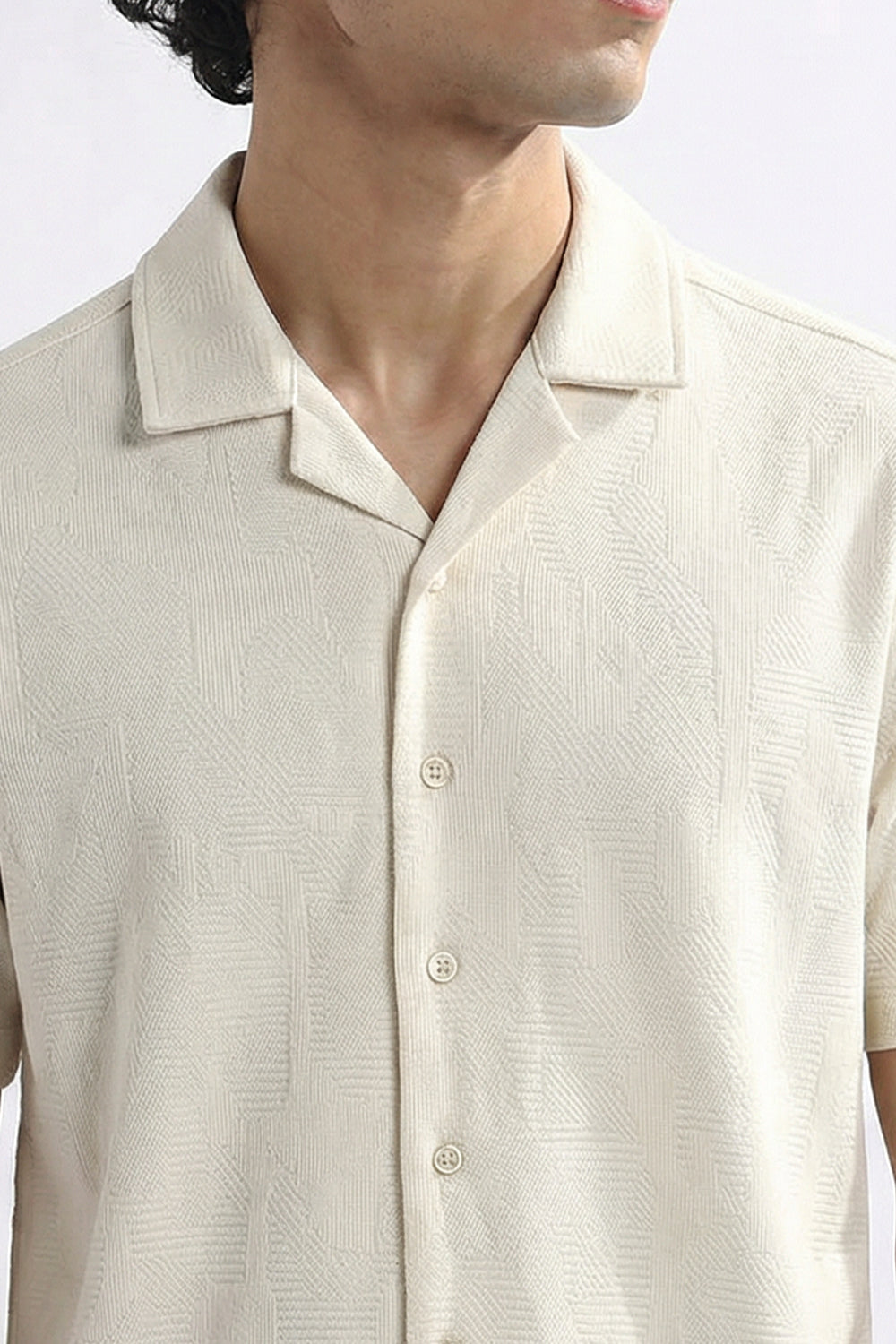 Textured Cuban Collar Shirt