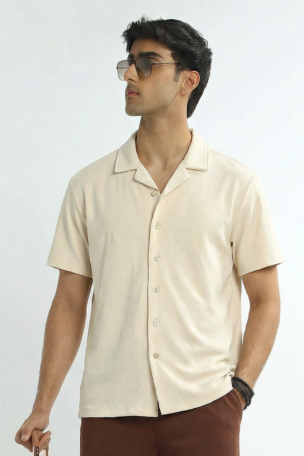 Textured Cuban Collar Shirt