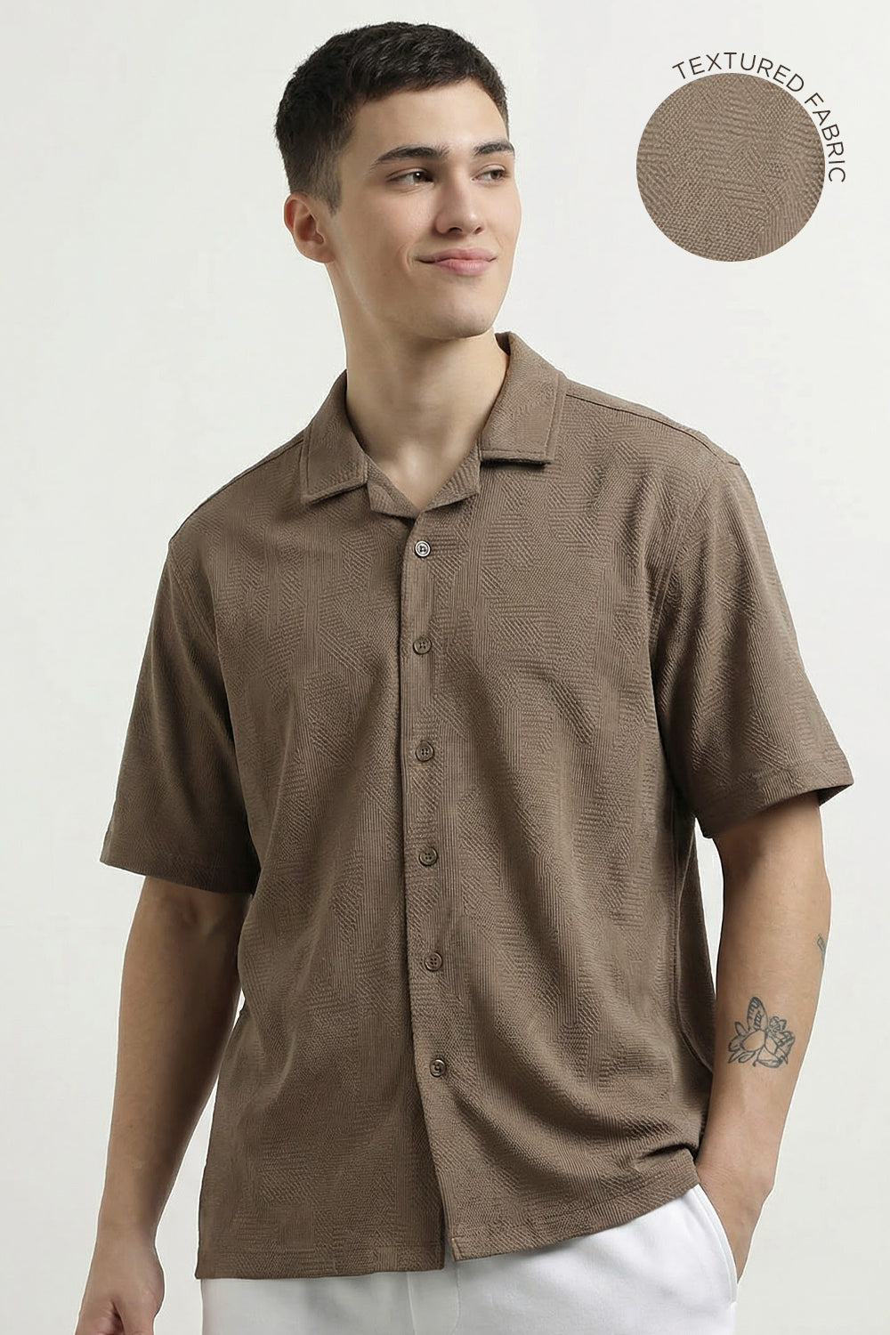 Textured Cuban Collar Shirt