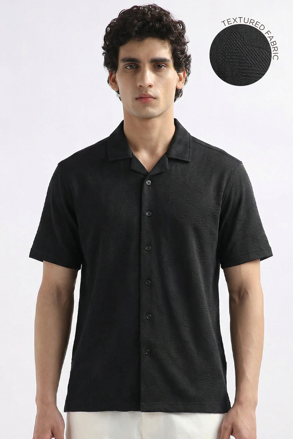 Textured Cuban Collar Shirt