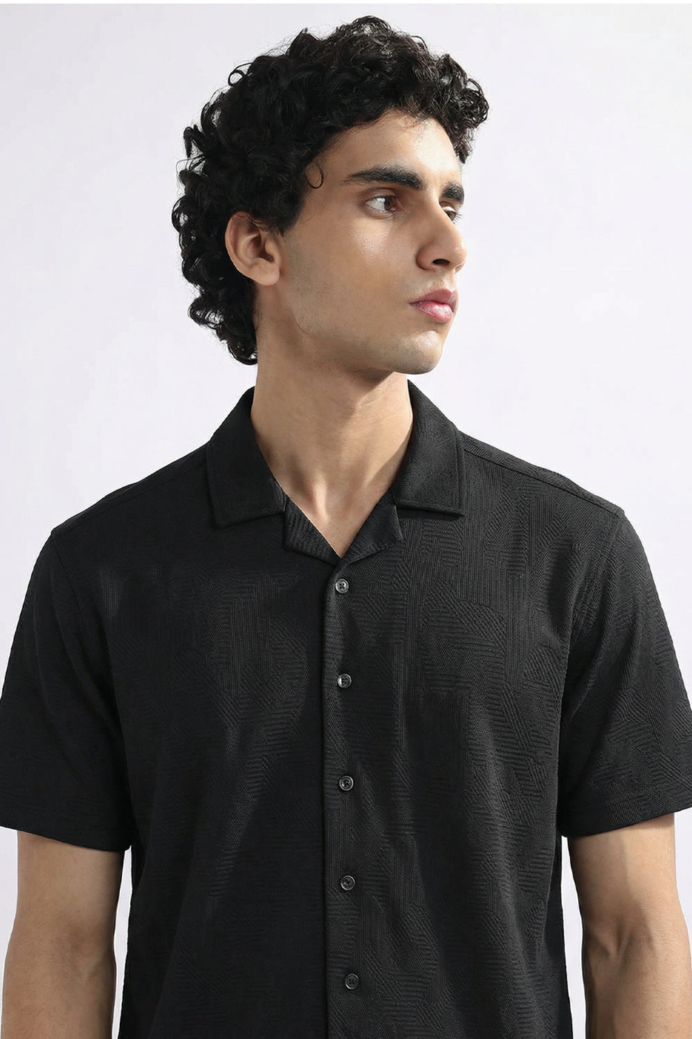 Textured Cuban Collar Shirt
