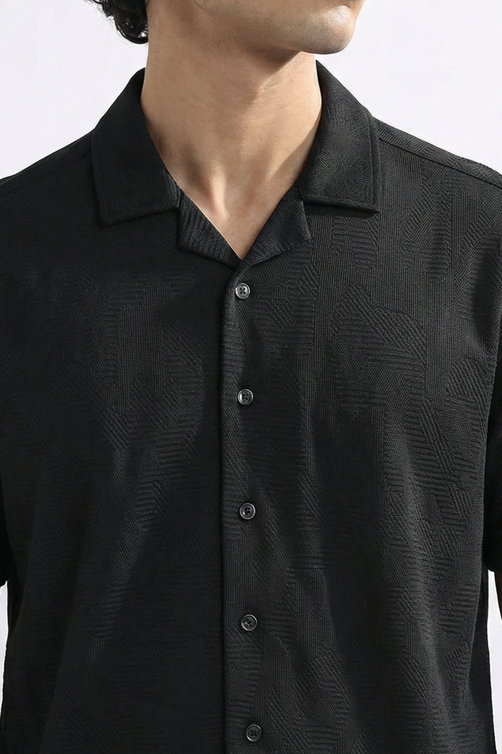 Textured Cuban Collar Shirt