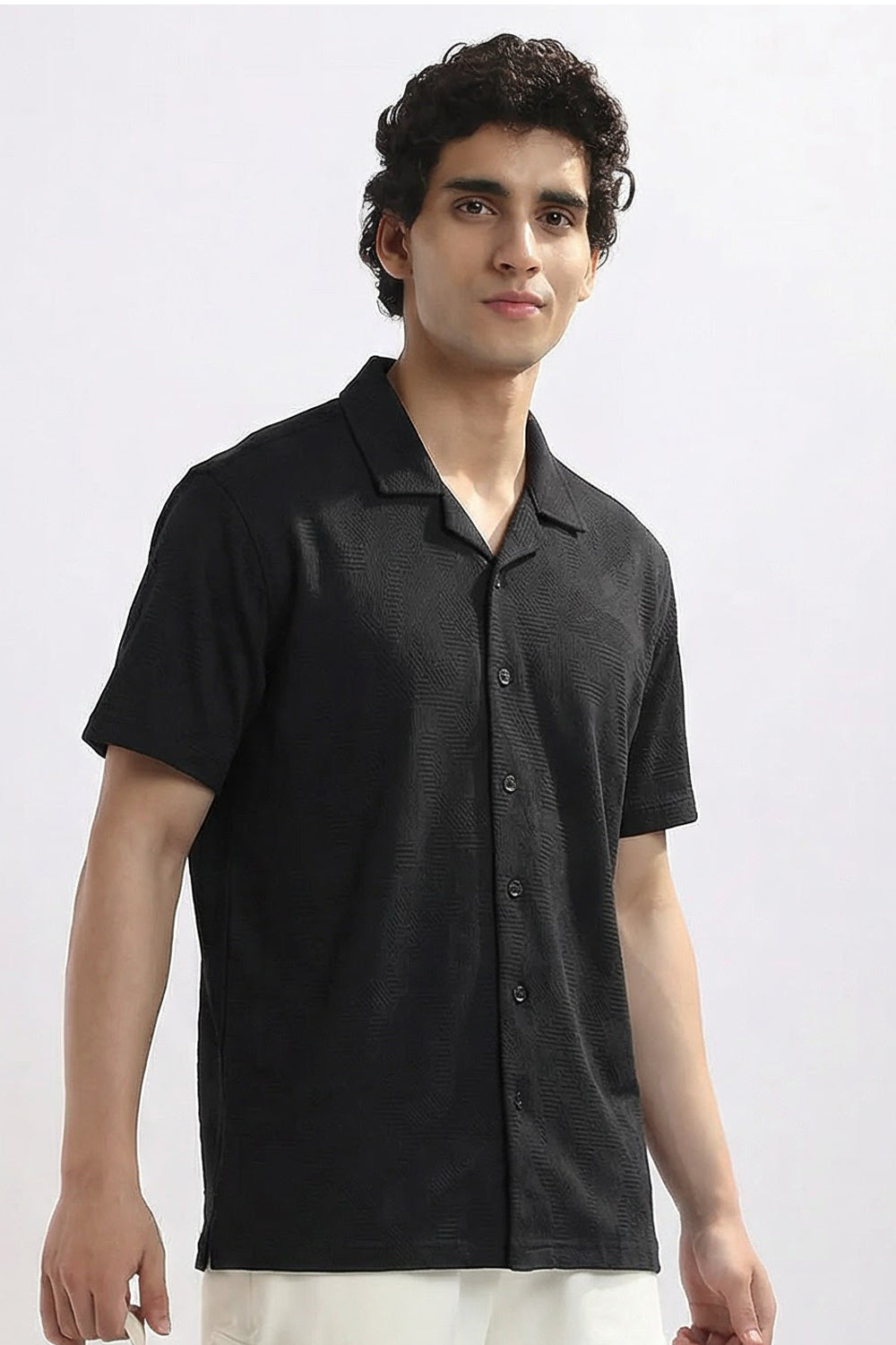 Textured Cuban Collar Shirt