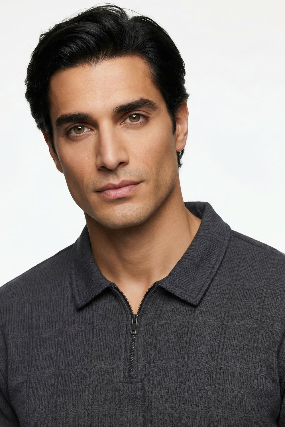 Textured Zip Polo
