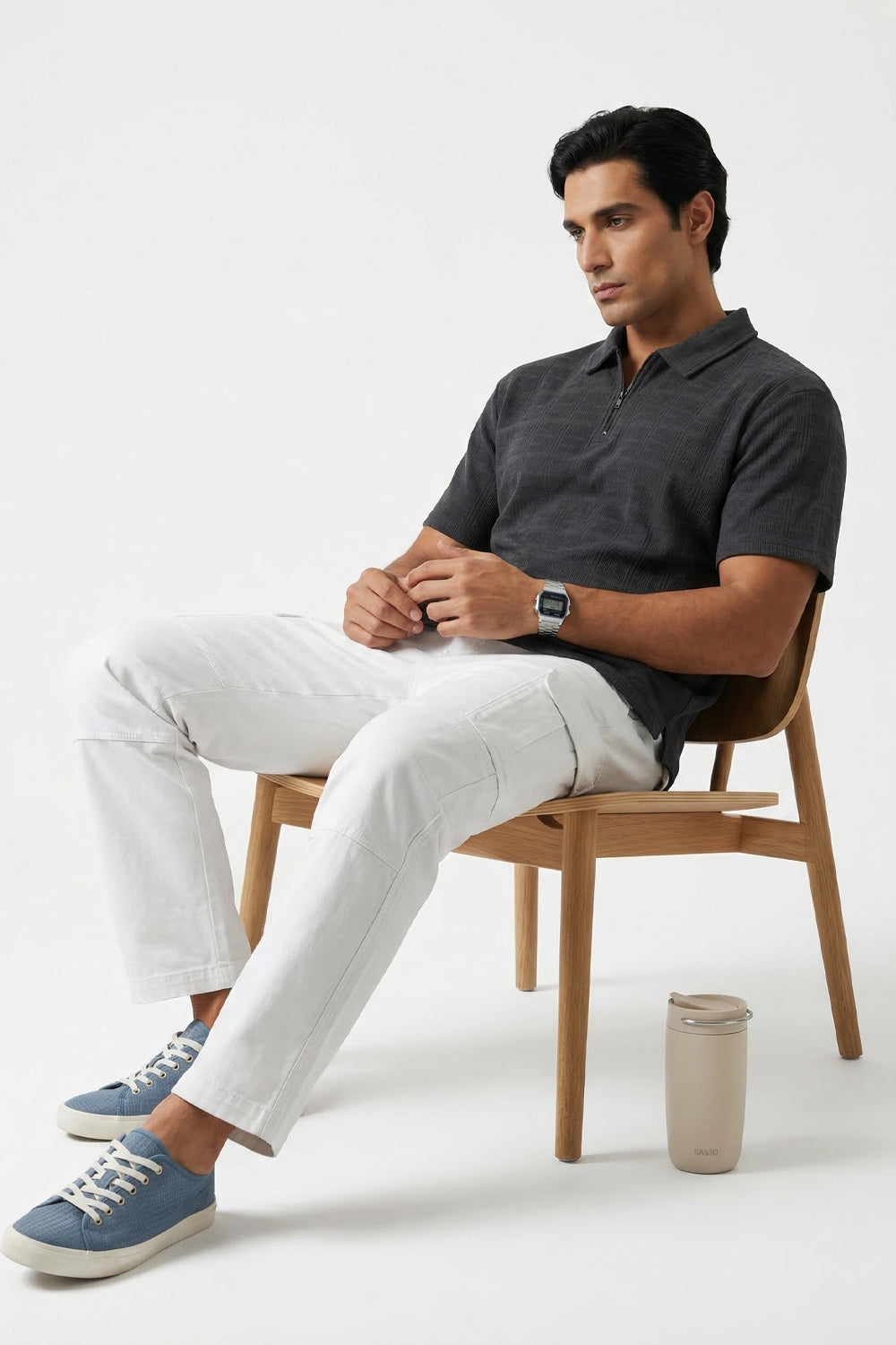 Textured Zip Polo
