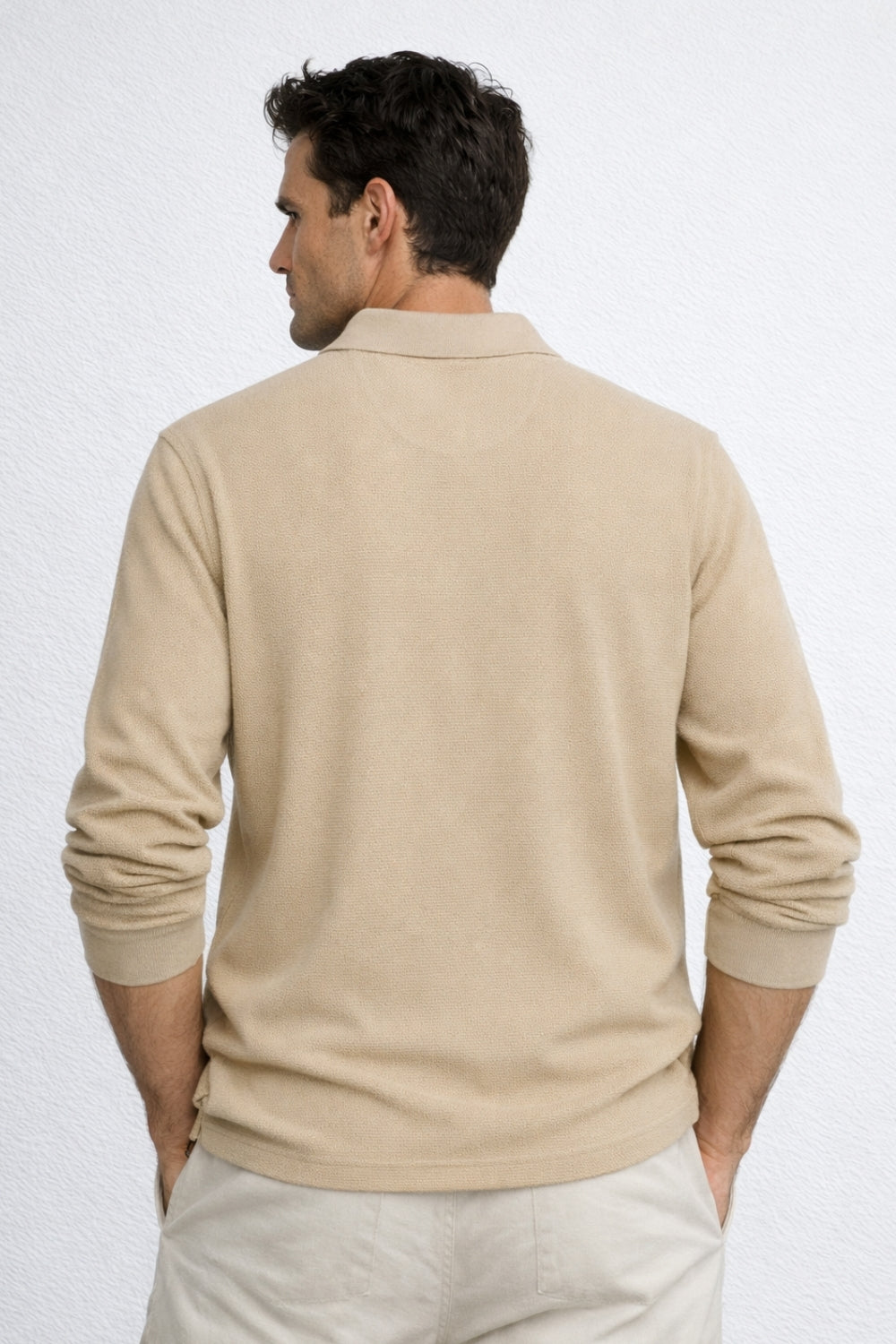 Popcorn Textured Full Sleeve Polo T-Shirt