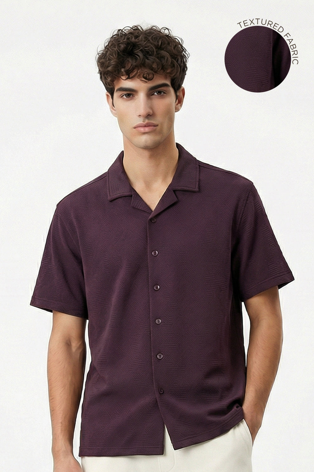 Textured Cuban Collar Shirt