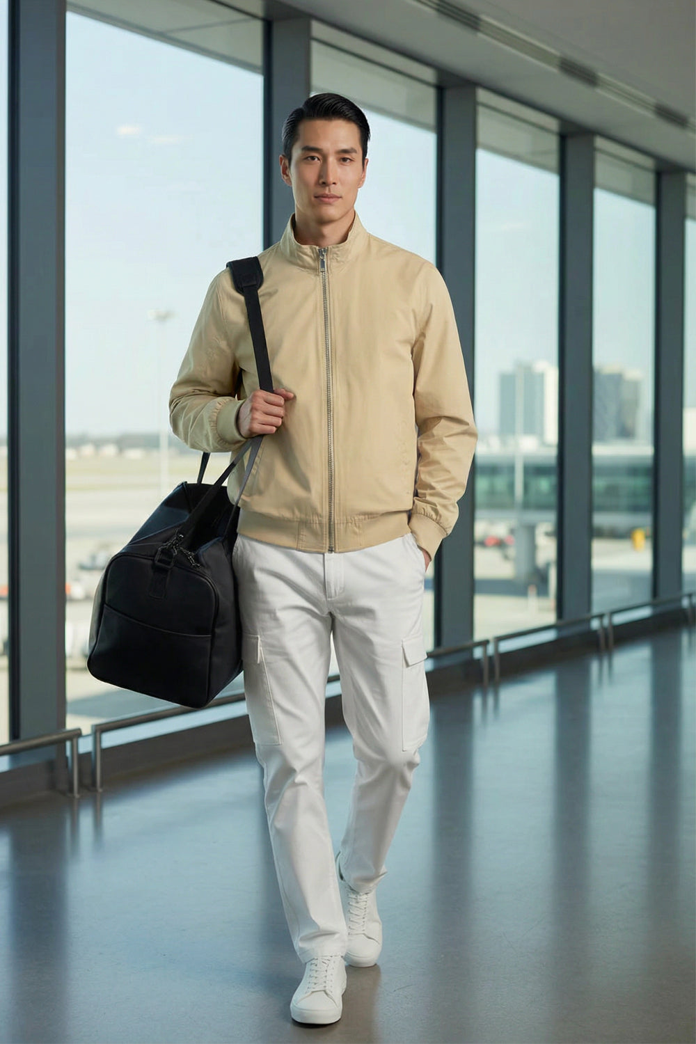 Mock Neck Bomber Jacket