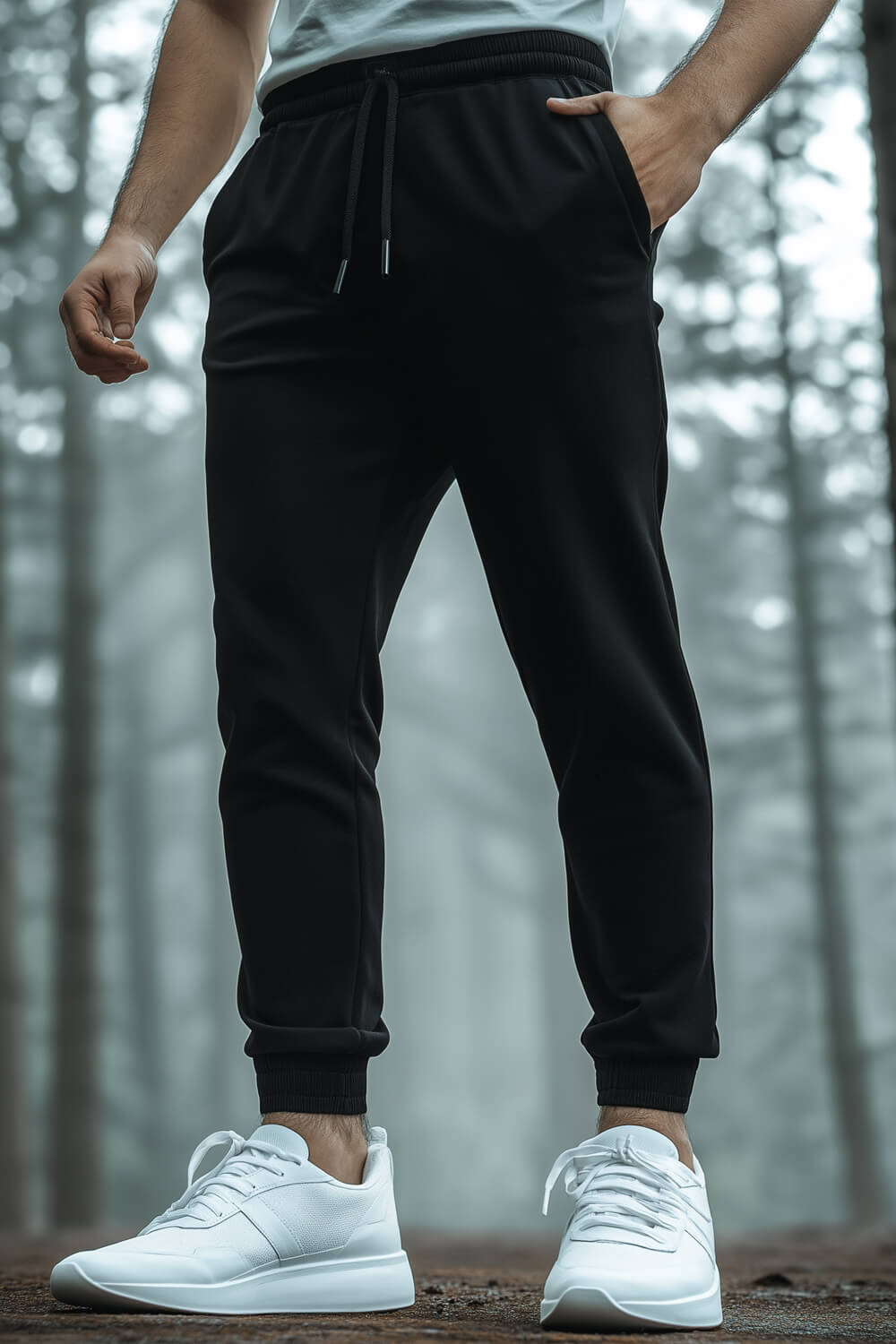 Black zip pocket joggers online