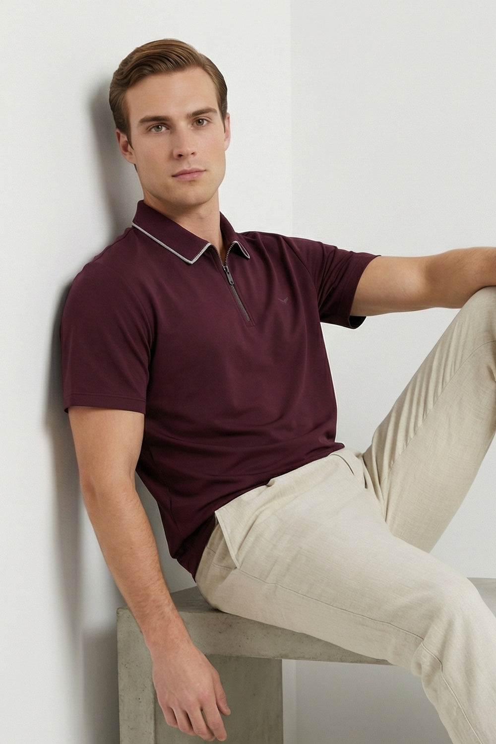 Zip Collar Polo T-Shirt