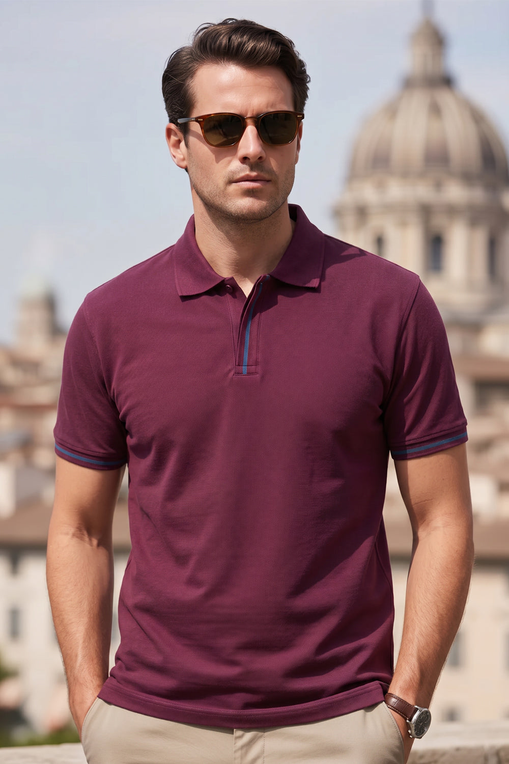 Contrast Tipped Polo T-Shirt