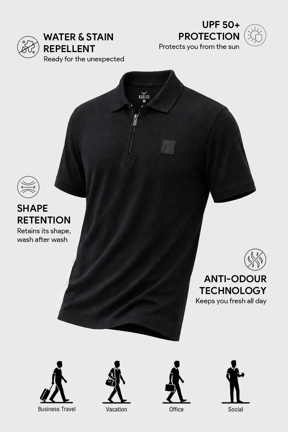 Travel Zip Polo T-Shirt