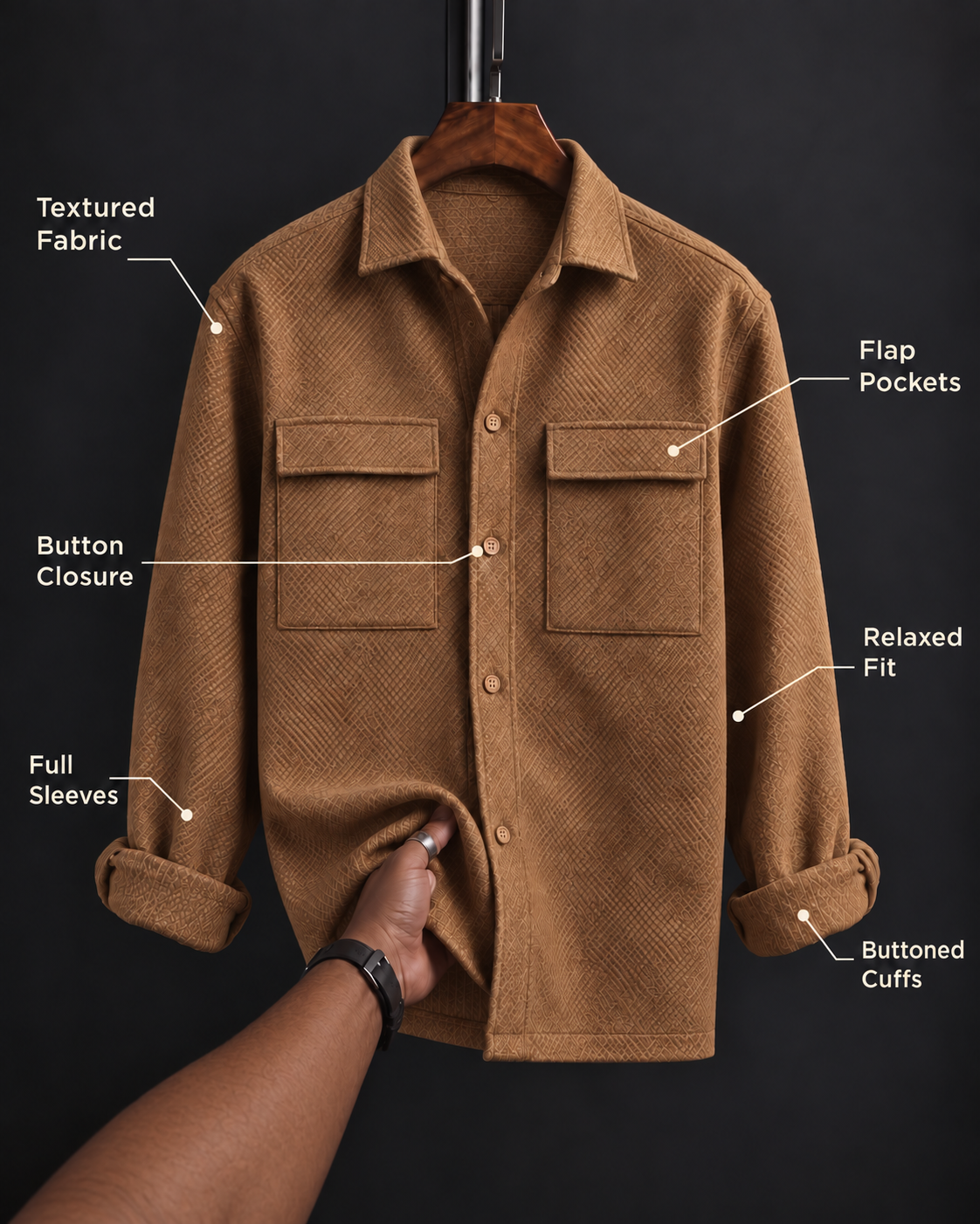 Textured Relax Fit Shacket