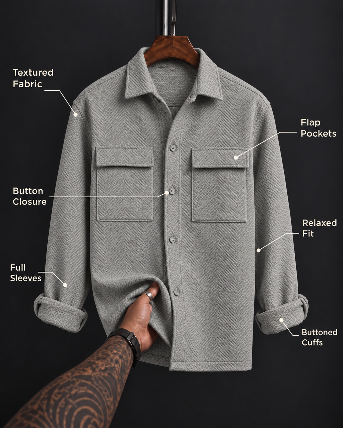 Textured Relax Fit Shacket